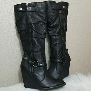 BAKERS Bradford Leather Wedge Boots 7.5